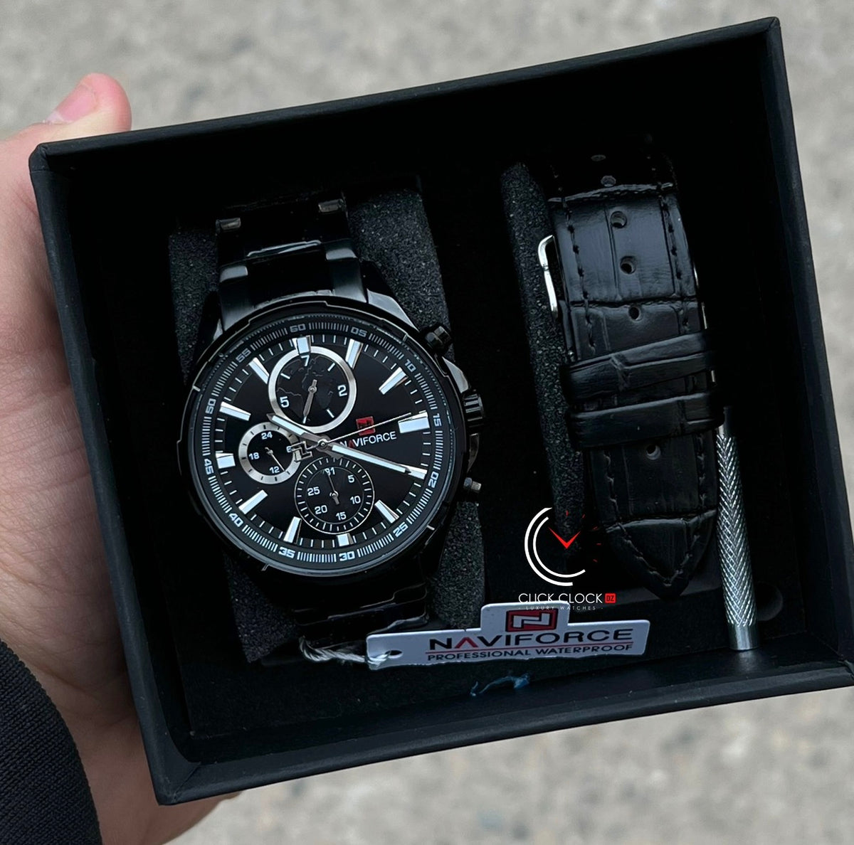 NAVIFORCE NF9089 Noir / Noir Double bracelet