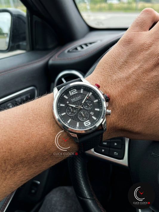 MEGIR 2156 Double bracelet Cuir marron + Bracelet Silicone offert