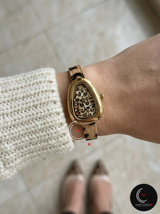 IEKE BVLGRI cuir Léopard Gold/Léopard