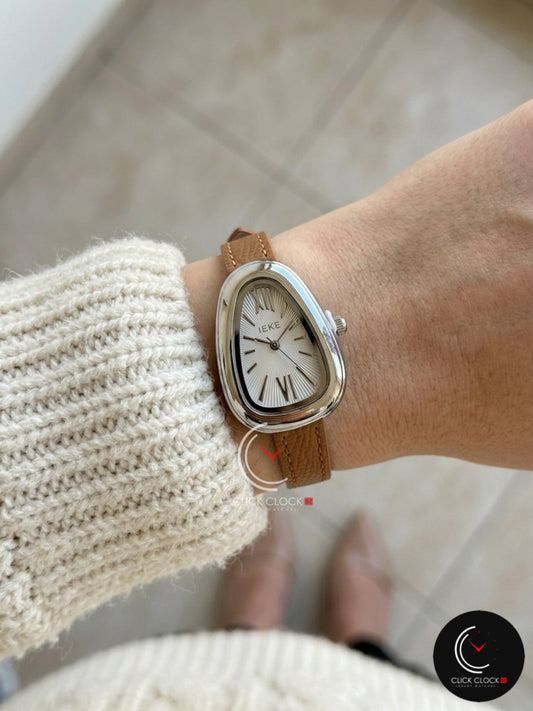 IEKE BVLGRI cuir marron Silver/White