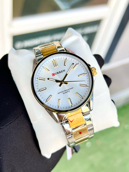 CURREN C9090 Argent / Doré / Blanc