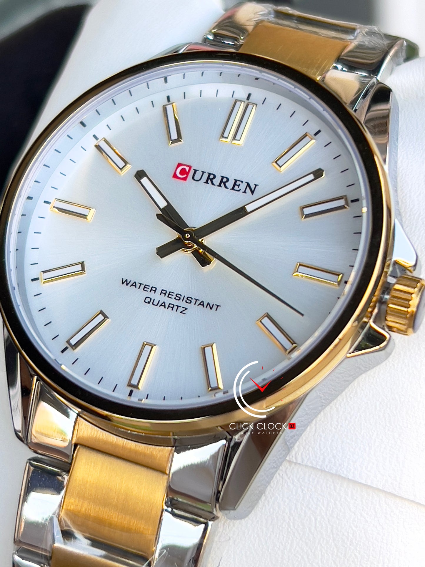 CURREN C9090 Argent / Doré / Blanc