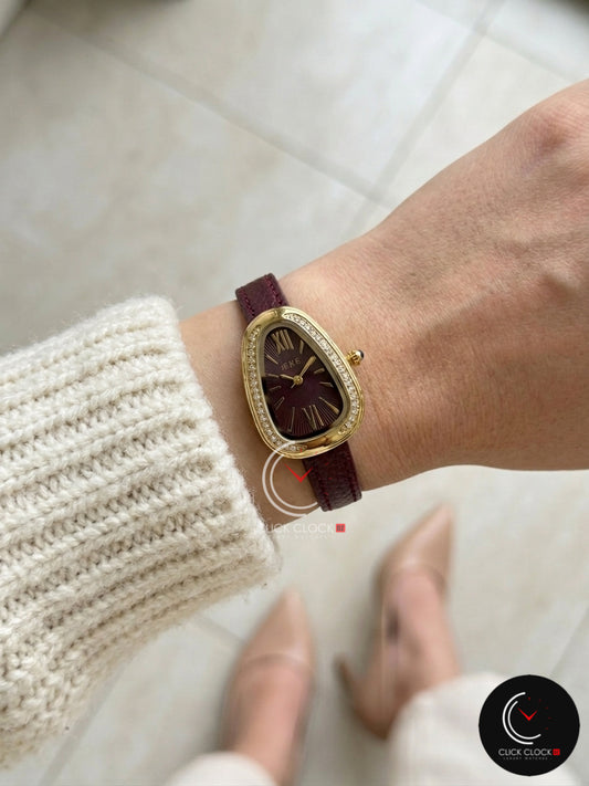 IEKE BVLGRI cuir pierre Gold/Burgandy