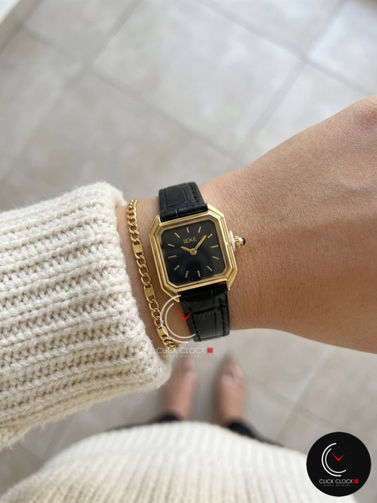 IEKE CARRÉ1 Cuir Gold/Black