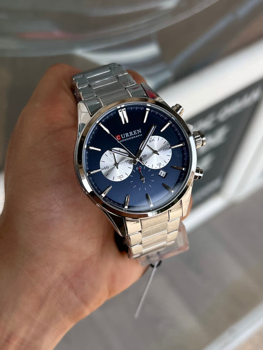 CURREN M8446 Argent / Bleu