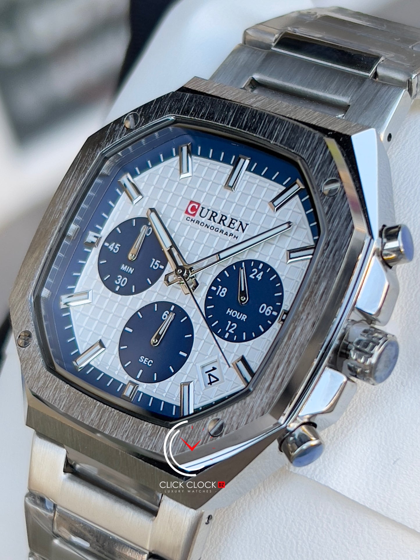 CURREN M8459 Argent / Blanc / Bleu