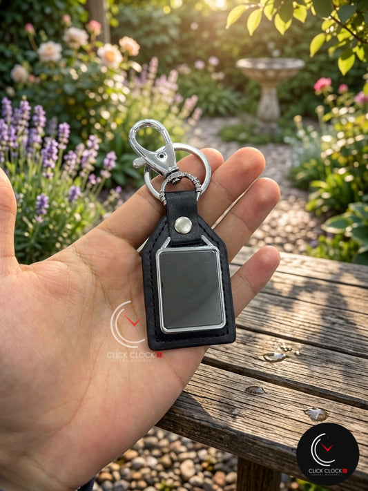 Porte clé 3 plaque Acier/ Cuir  Black