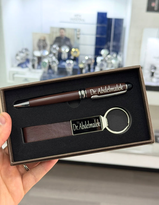 Pack Stylo + Porte clé  long Brown (2 pièces)