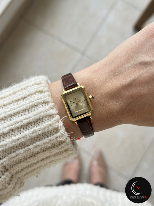 IEKE RECT1 Cuir Gold/Brown