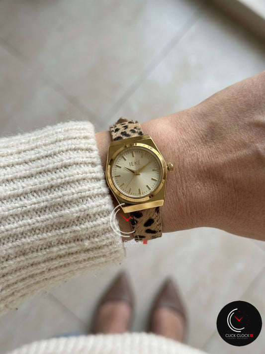 IEKE Rond10 Cuir Léopard Gold